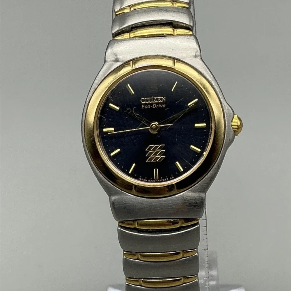 Citizen Eco-Drive Womens Watch 24mm Blue Dial Gold Silver Tone B230-H18008 6.75